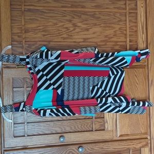Women's Fashque Multi Colored 3/4 Sleeve Striped Top Sz. 2X